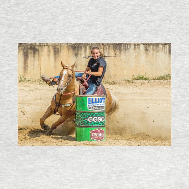 Barrel racer rounding a barrel by joesaladino